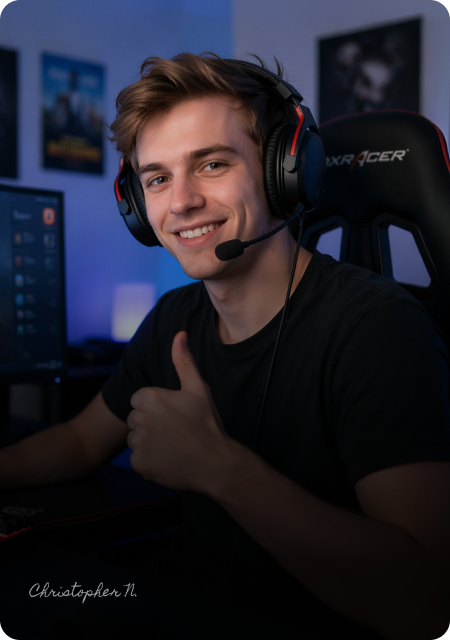 Gaming and tech content creator using Filmora